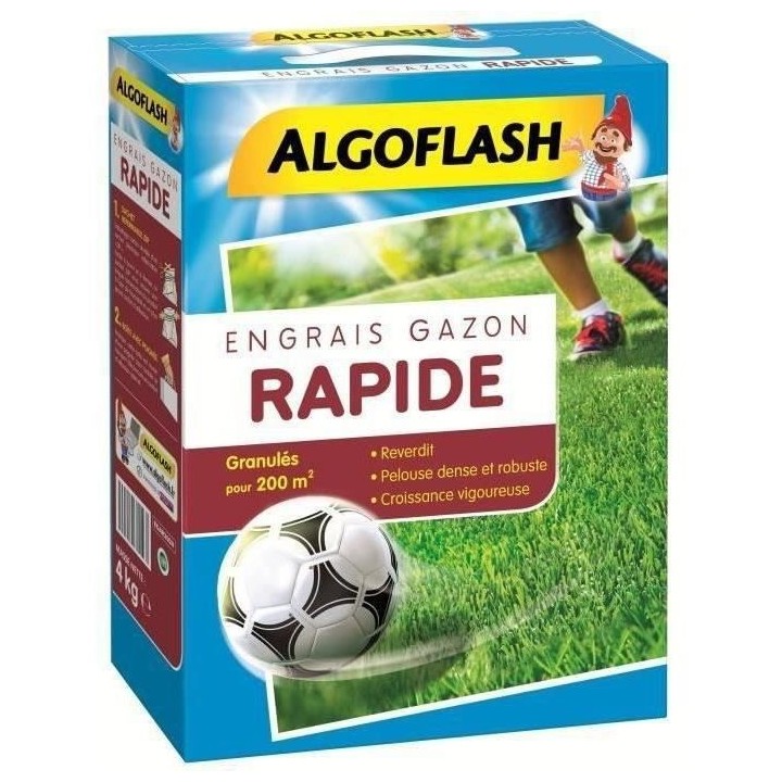ALGOFLASH Engrais Gazon Action Rapide - 4kg
