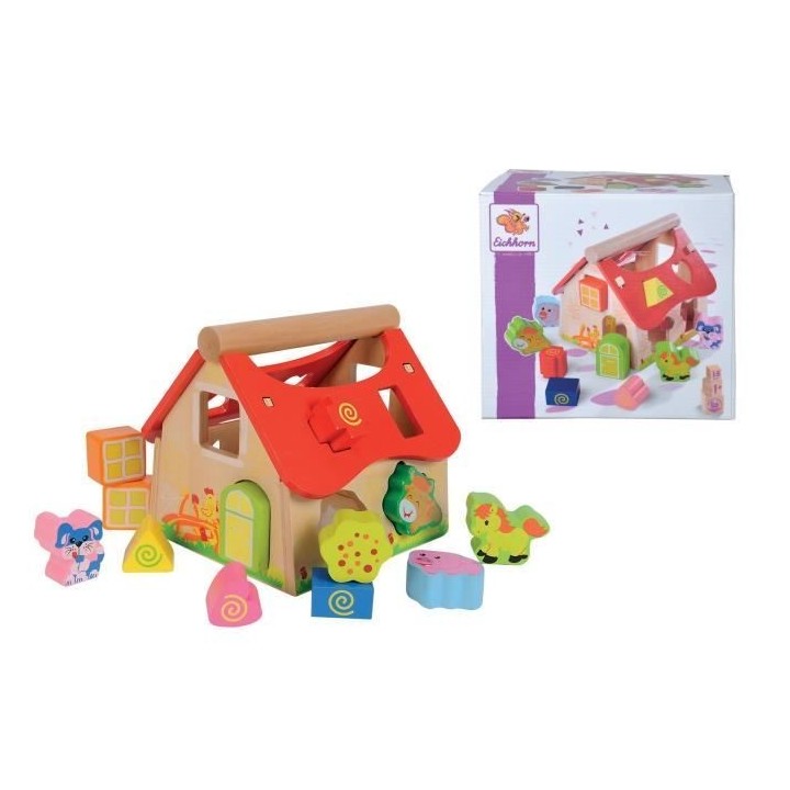 Jouet éducatif - Eichhorn - Maison a Formes - 12 mois - Bois naturel