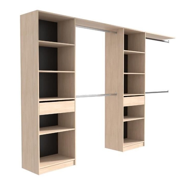 EKIPA Dressing extensible - 2 colonnes avec 2 tiroirs et 10 étageres