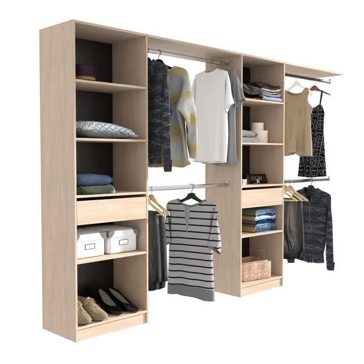 EKIPA Dressing extensible - 2 colonnes avec 2 tiroirs et 10 étageres