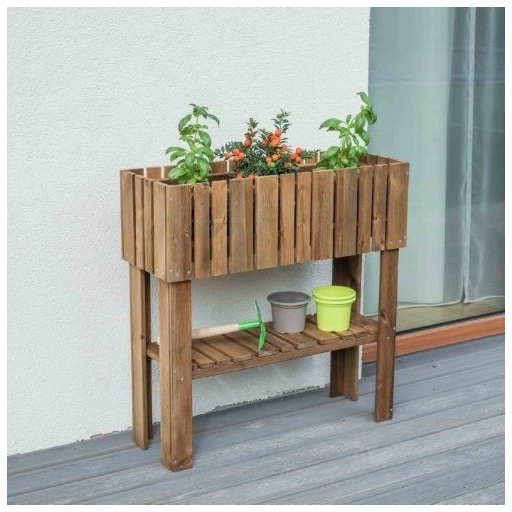 EKJU - Carré potager surélevé avec étagere en pin du Nord de l'Eur