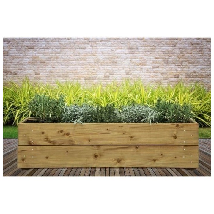 Jardinieres a fleurs EKJU - 75x18xh20 cm - Traitées en autoclave brun