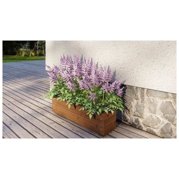 Jardinieres a fleurs EKJU - 75x18xh20 cm - Traitées en autoclave brun