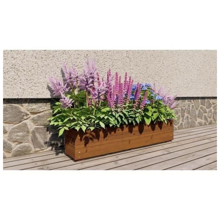Jardinieres a fleurs EKJU - 95x18xh20 cm - Traitées en autoclave brun