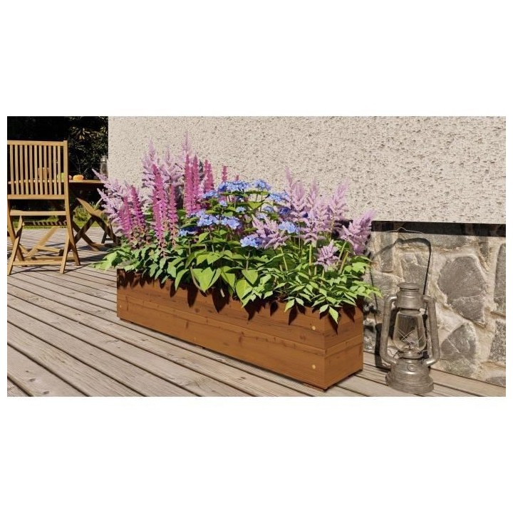 Jardinieres a fleurs EKJU - 95x18xh20 cm - Traitées en autoclave brun