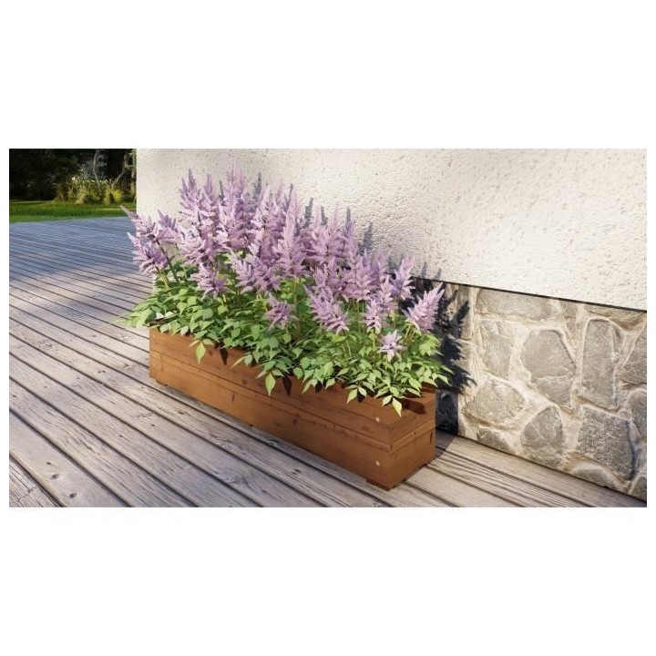 Jardinieres a fleurs EKJU - 95x18xh20 cm - Traitées en autoclave brun