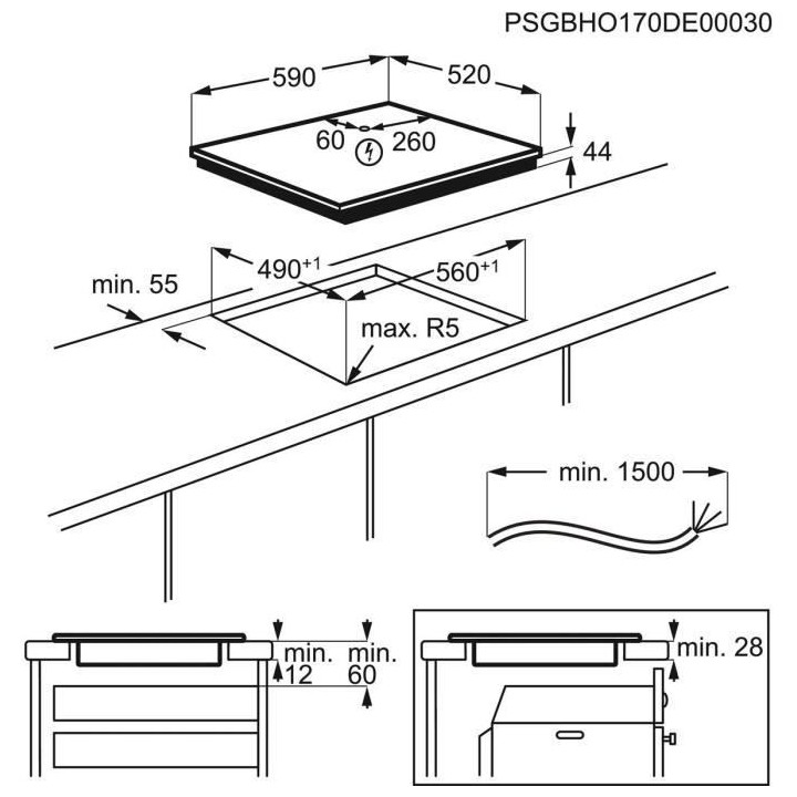 Table de Cuisson Induction ELECTROLUX - 4 foyers - Zones modulables -