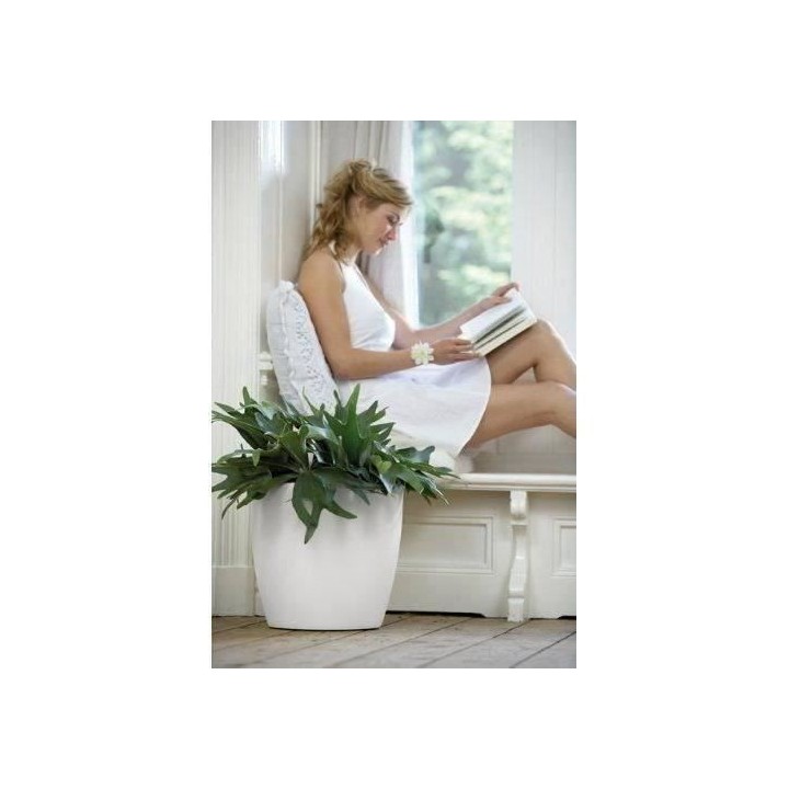 ELHO Brussels Pot de fleurs rond Roues 40 - Blanc - Ø 39 x H 37 cm -