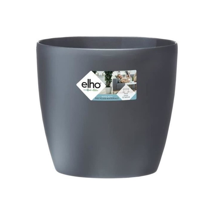 ELHO Brussels Pot de fleurs rond Roues 40 - Noir - Ø 39 x H 37 cm - i