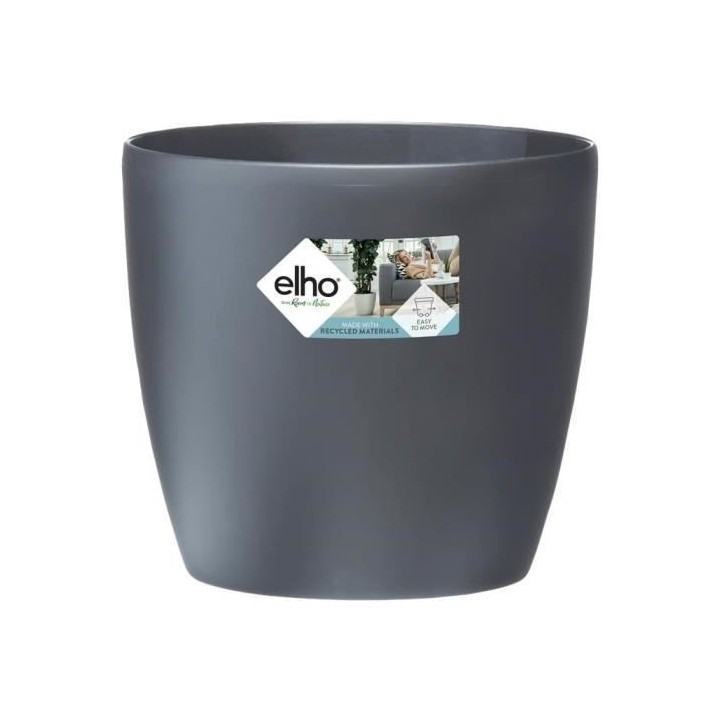 ELHO Brussels Pot de fleurs rond Roues 47 - Noir - Ø 47 x H 44 cm - i