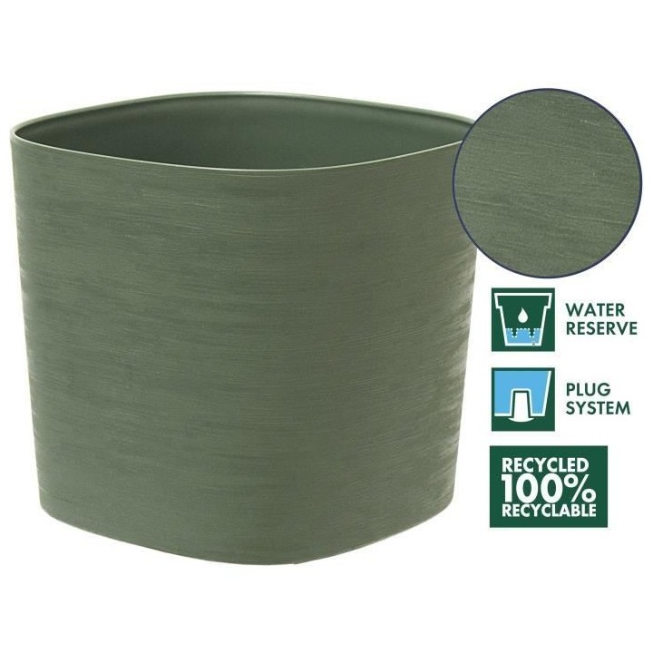 Pot avec réserve d'eau - GARDEN ID Respect - Vert-de-gris 20 x 20 cm