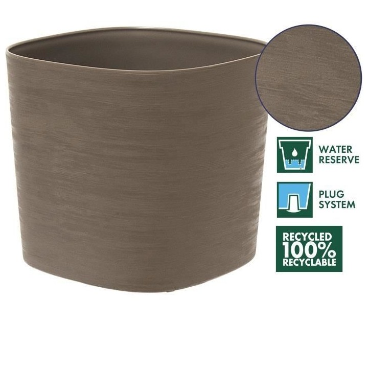 Pot avec réserve d'eau - GARDEN ID Respect - Taupe 25 x 25 cm - 100%