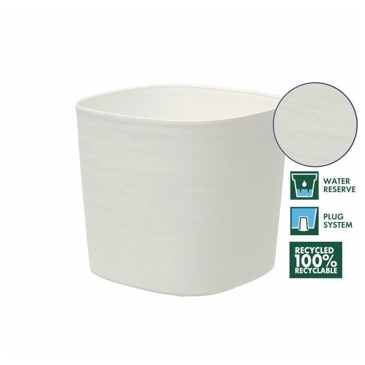 Pot avec réserve d'eau - GARDEN ID Respect - Blanc 30 x 30 cm - 100%