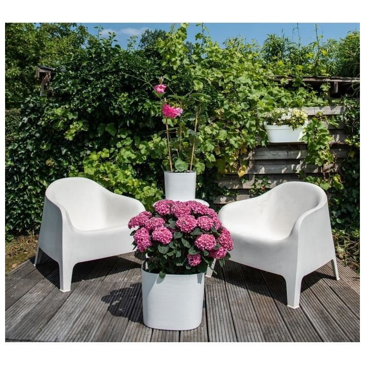 Pot avec réserve d'eau - GARDEN ID Respect - Blanc 30 x 30 cm - 100%