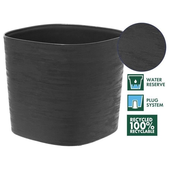 Pot avec réserve d'eau - GARDEN ID Respect - Noir-Anth 30 x 30 cm - 1