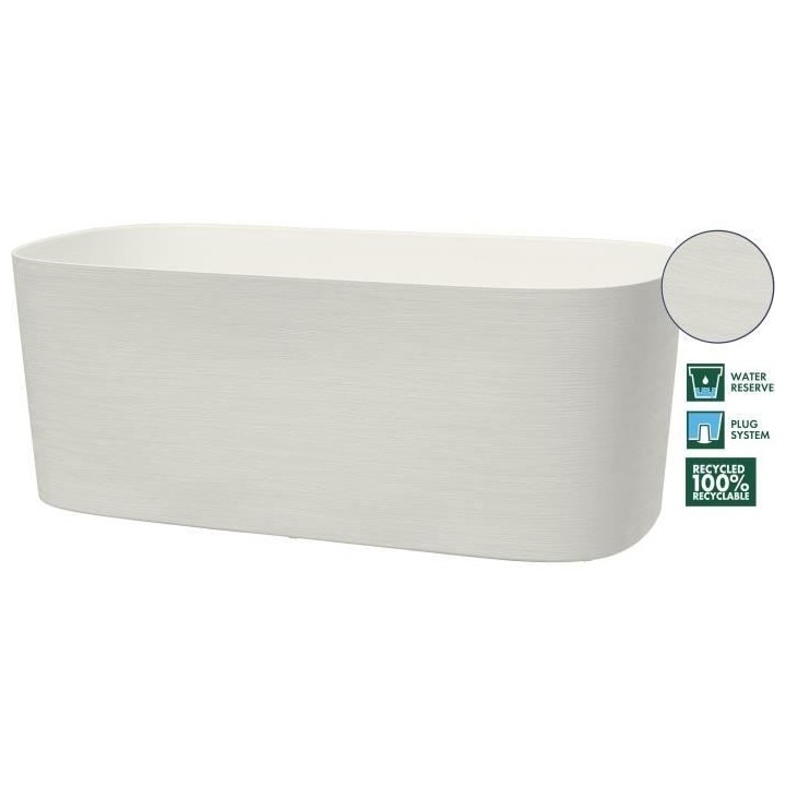 Jardiniere avec réserve d'eau - GARDEN ID Respect - Blanc 50 x 17 cm