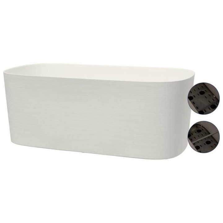 Jardiniere avec réserve d'eau - GARDEN ID Respect - Blanc 50 x 17 cm