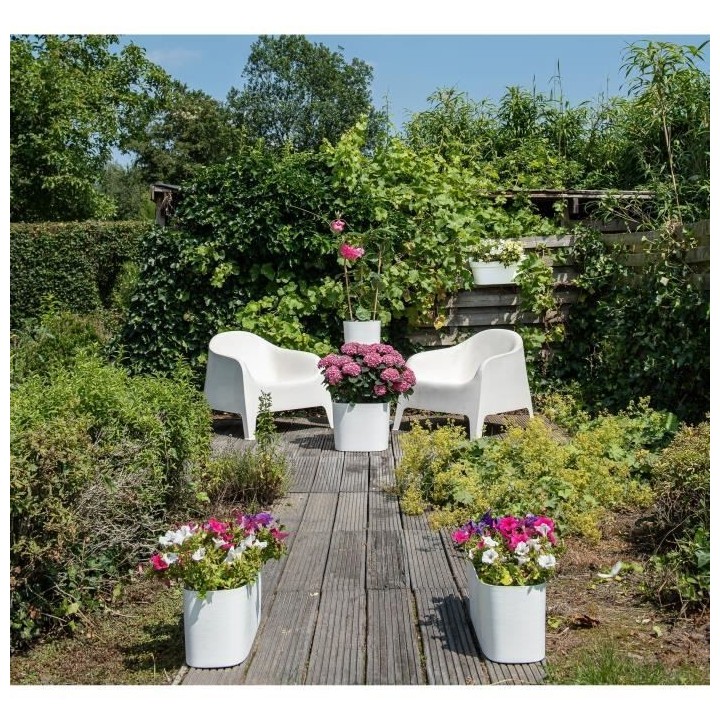 Jardiniere avec réserve d'eau - GARDEN ID Respect - Blanc 50 x 17 cm
