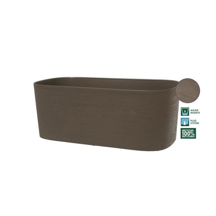 Jardiniere avec réserve d'eau - GARDEN ID Respect - Taupe 50 x 17 cm