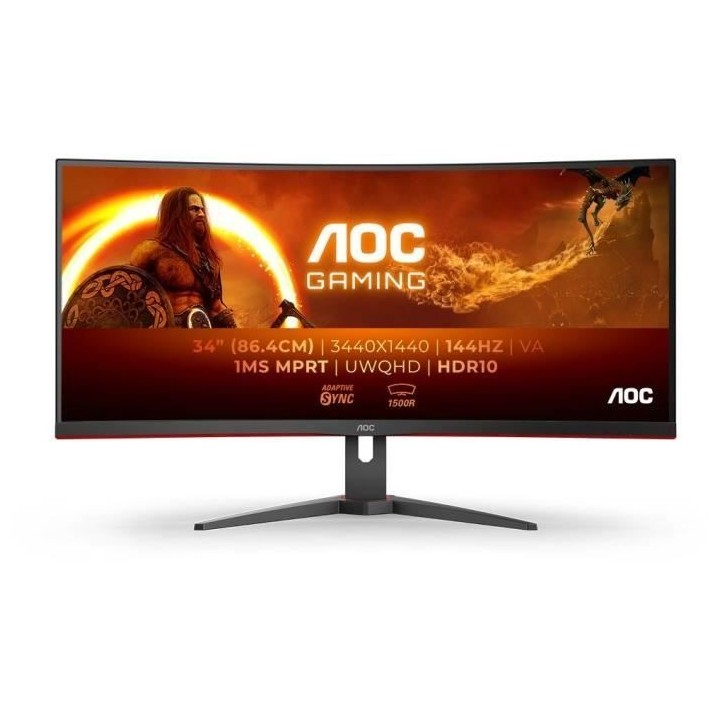 Écran PC incurvé AOC CU34G2XE 34 WQHD Dalle VA 144Hz 1ms 1 HDMI 1DP
