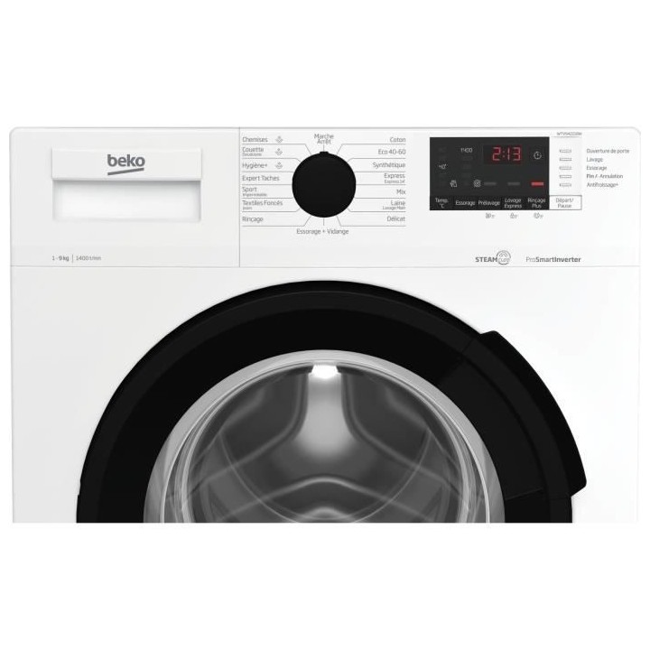 Lave-linge hublot BEKO WTV94221BW - 9 kg - Induction - L60cm - 1400 tr