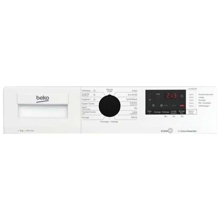 Lave-linge hublot BEKO WTV94221BW - 9 kg - Induction - L60cm - 1400 tr