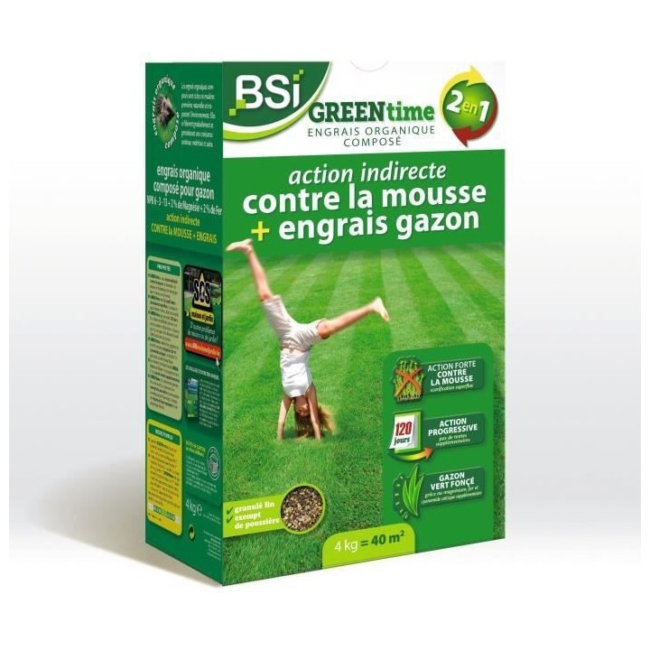 BSI - Engrais Gazon - Greentime - Fertiliser le Gazon - jusqu'a 40m²