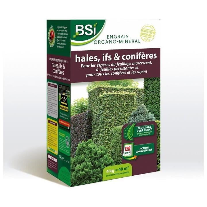 BSI - Engrais Organo-Minéral Pour Haie / If / Conifere - Pour Tous Le