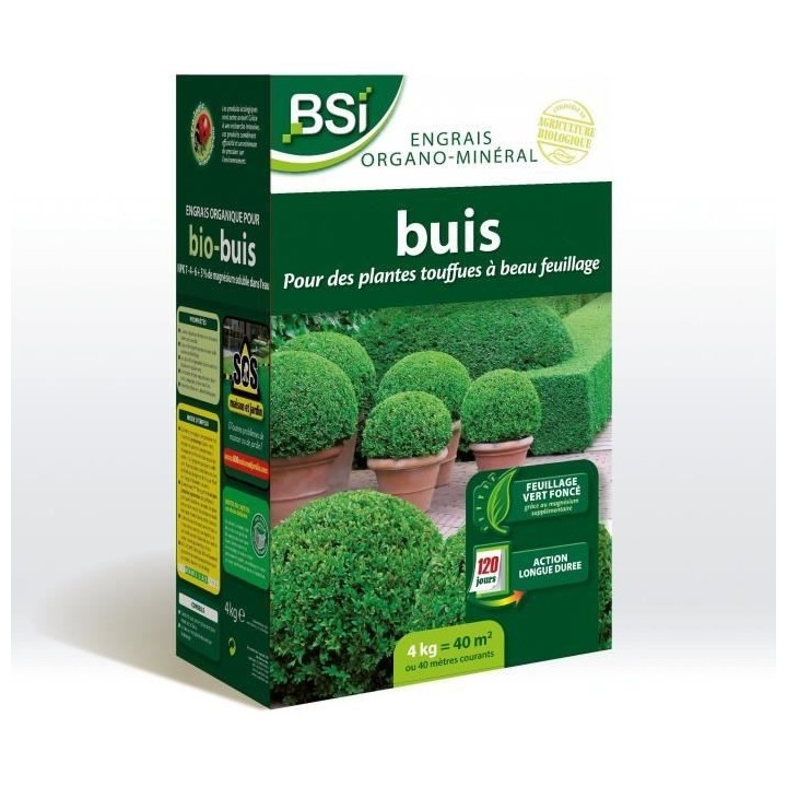 BSI - Engrais Bio Buis - Feuillage Etincelant Et Vert Fonçé - Action