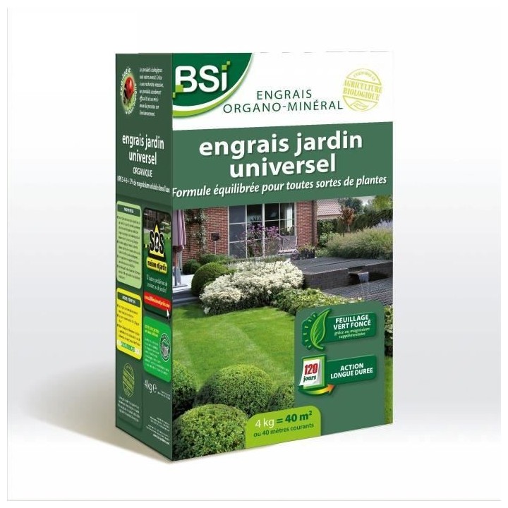 BSI - Engrais Bio Universel - Pour des végétaux multiples - Gazon, P