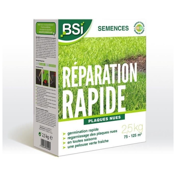 BSI - Semences de Gazon - Réparation Rapide - Avec Enrobage Protecteu