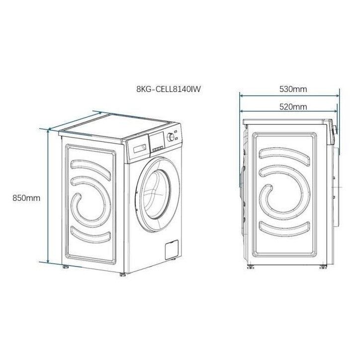 Lave-linge hublot CONTINENTAL EDISON CELL8140IS - 8 kg - Moteur induct