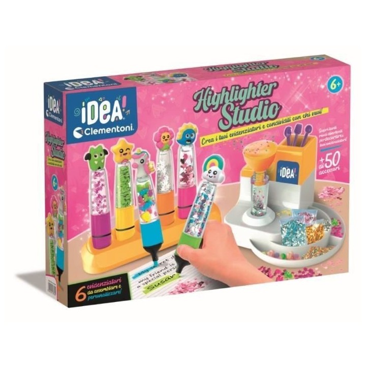 Clementoni- L'atelier des fluos - Crée 10 surligneurs fluos - Fabriqu