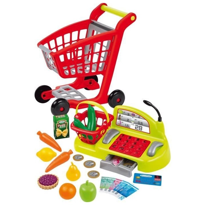 Chariot de supermarché ECOIFFIER avec caisse enregistreuse