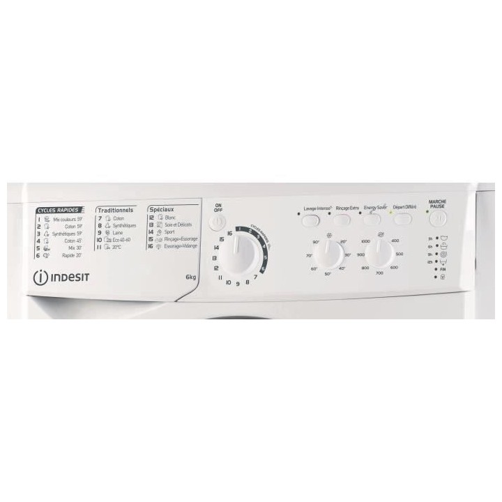 Lave-linge hublot INDESIT EWC61051WFRN MyTime - 6 kg - Moteur standard