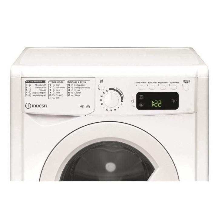Lave-linge séchant INDESIT EWDEP751451FRN - 7 / 5 kg - Moteur standar