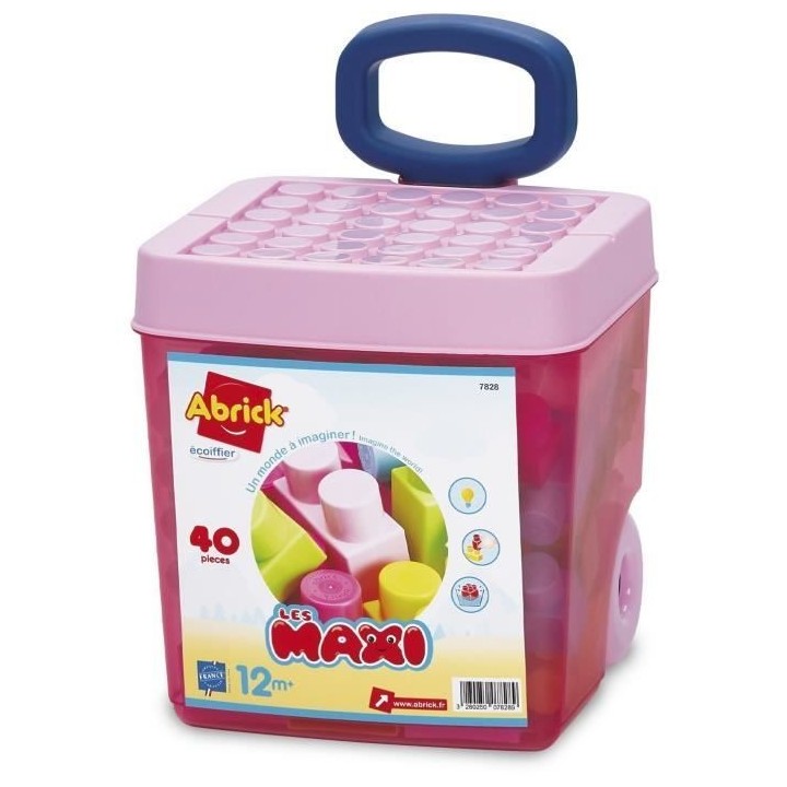 Chariot de briques ROSE - 40 pieces des 12 mois - Les Maxi - Abrick
