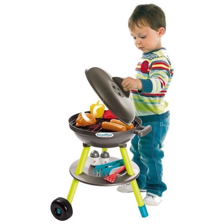 Jouets Ecoiffier - Barbecue Charbon + 16 Accessoires - Outillage de Ja