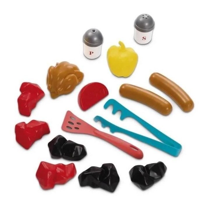 Jouets Ecoiffier - Barbecue Charbon + 16 Accessoires - Outillage de Ja