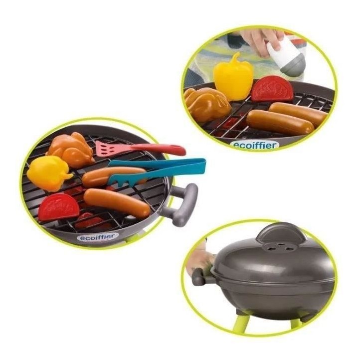 Jouets Ecoiffier - Barbecue Charbon + 16 Accessoires - Outillage de Ja