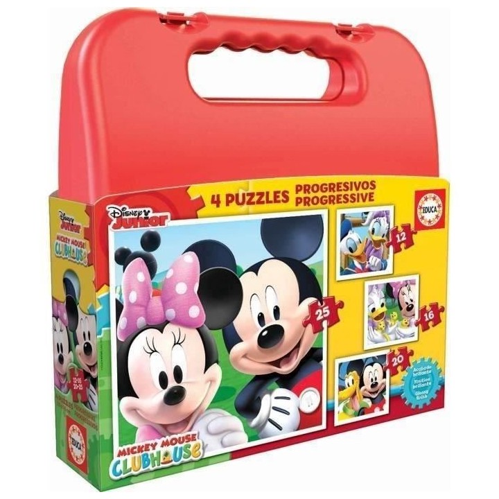 4 puzzles progressifs - EDUCA - Malette Puzzles Progressifs Mickey (12