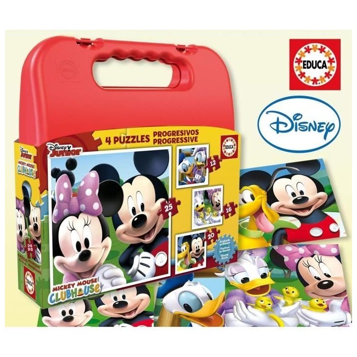 4 puzzles progressifs - EDUCA - Malette Puzzles Progressifs Mickey (12