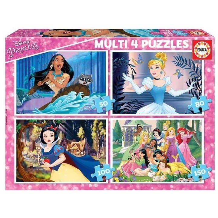 Puzzles Disney Princesses - EDUCA - Multi 4 En 1 - 100-200 pieces - De