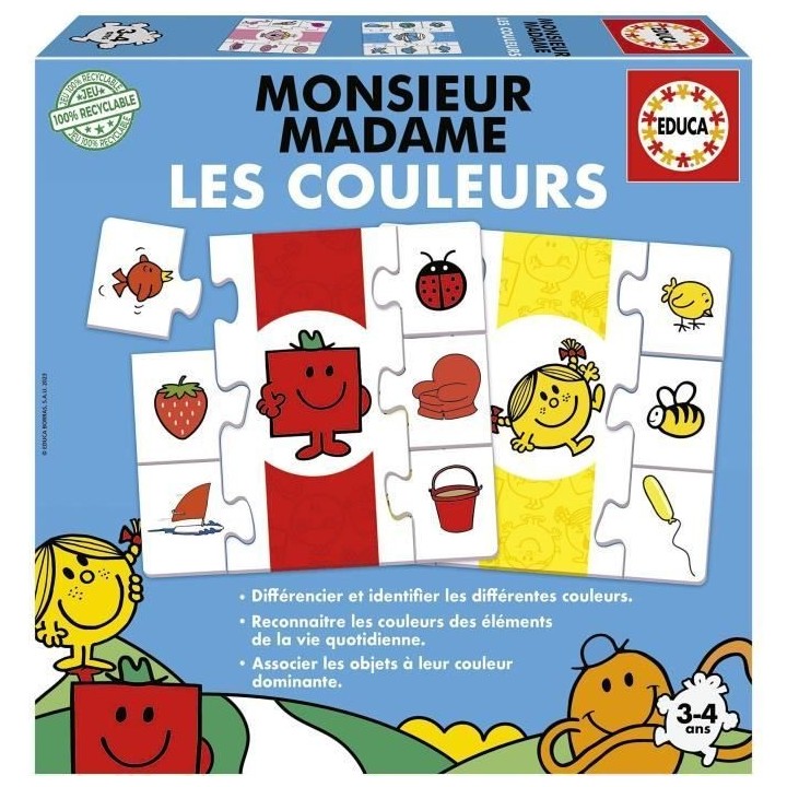 Jeu d'apprentissage - EDUCA - Monsieur Madame - Les Couleurs