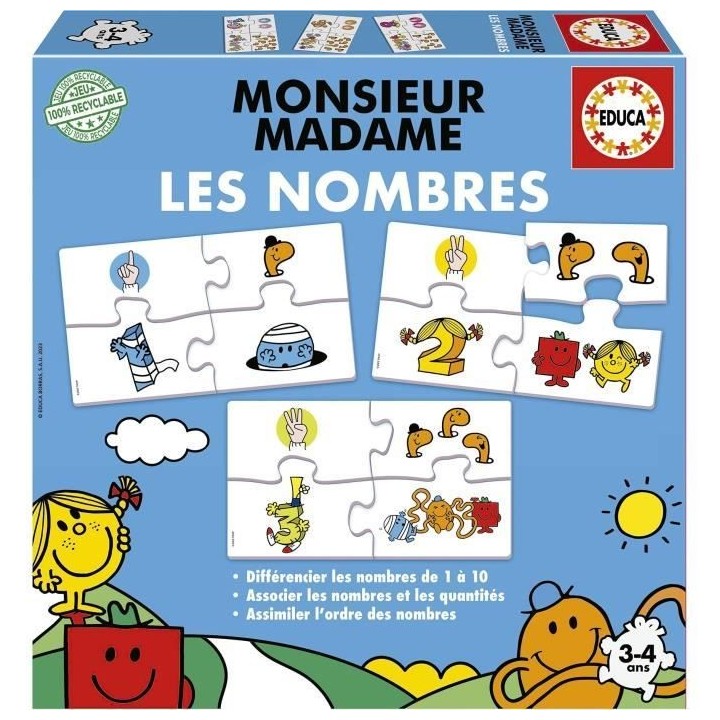 Jeu d'apprentissage - EDUCA - Monsieur Madame - Les Nombres