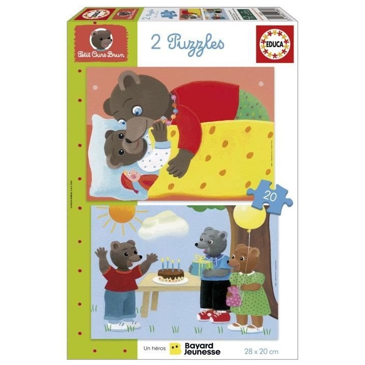 Puzzle - EDUCA - Petit Ours Brun : Ensemble de 2 puzzles de 20 pieces