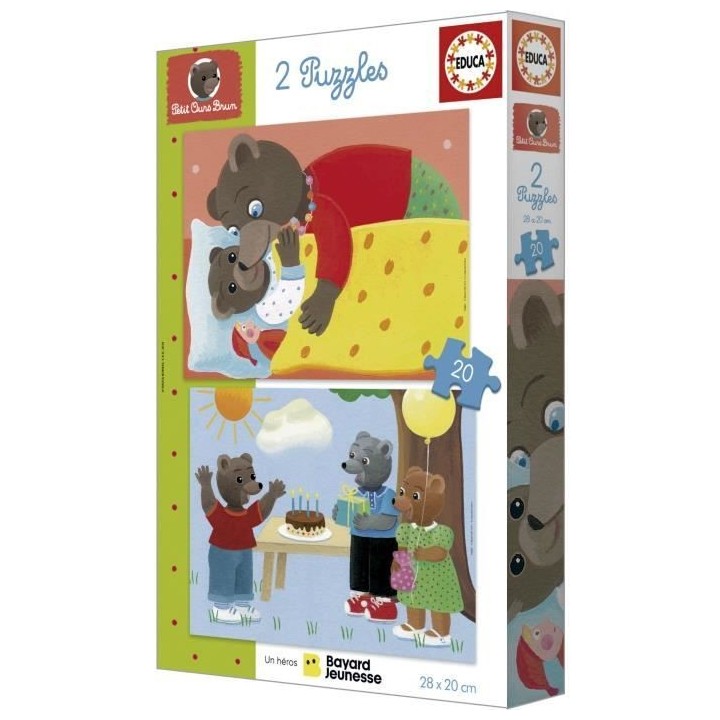 Puzzle - EDUCA - Petit Ours Brun : Ensemble de 2 puzzles de 20 pieces