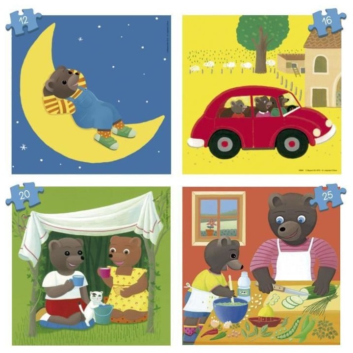 Puzzle - EDUCA - Petit Ours Brun : 4 puzzles progressifs pour enfants