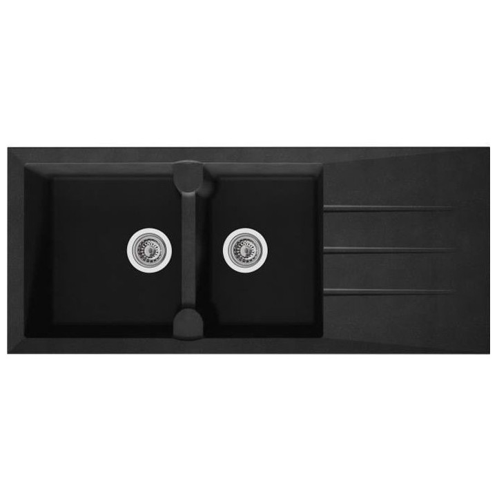 STRADOUR Evier cuisine a encastrer 2 bacs + 1 égouttoir Aloa - Résin