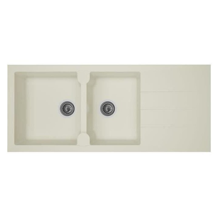 STRADOUR Evier cuisine a encastrer 2 bacs + 1 égouttoir Aloa - Résin